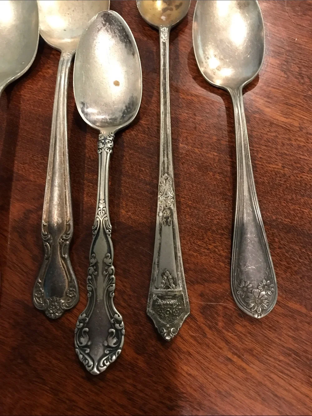 Assorted Vintage Silver-Tone Dining Spoons - Set of 6